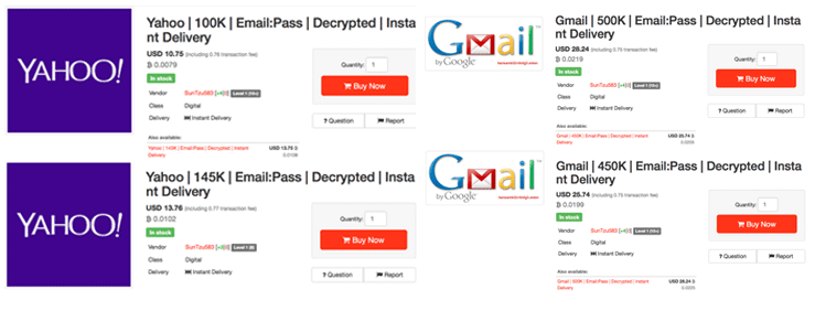 Gmail i Yahoo passwordi na prodaju
